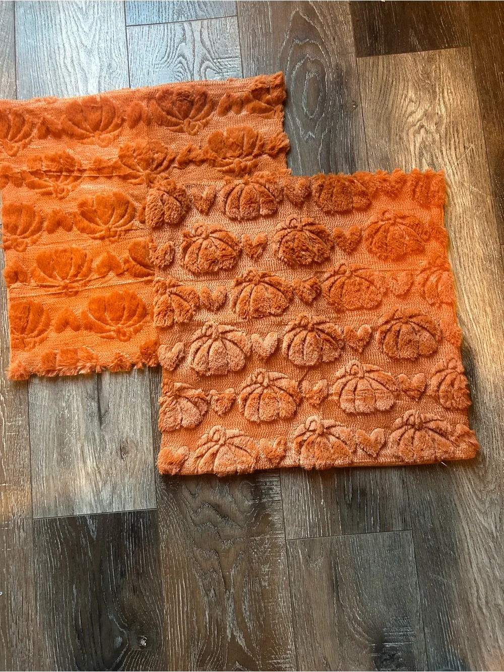 Fall Rust Pumpkin Textured Pillow Covers 18x18 Set of 2